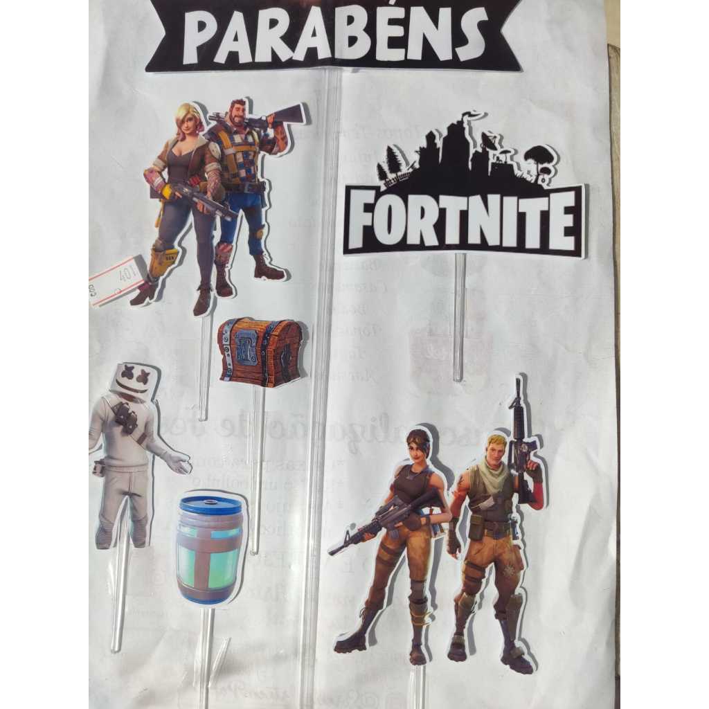 Topo de Bolo Fortinite topper decoração jogo