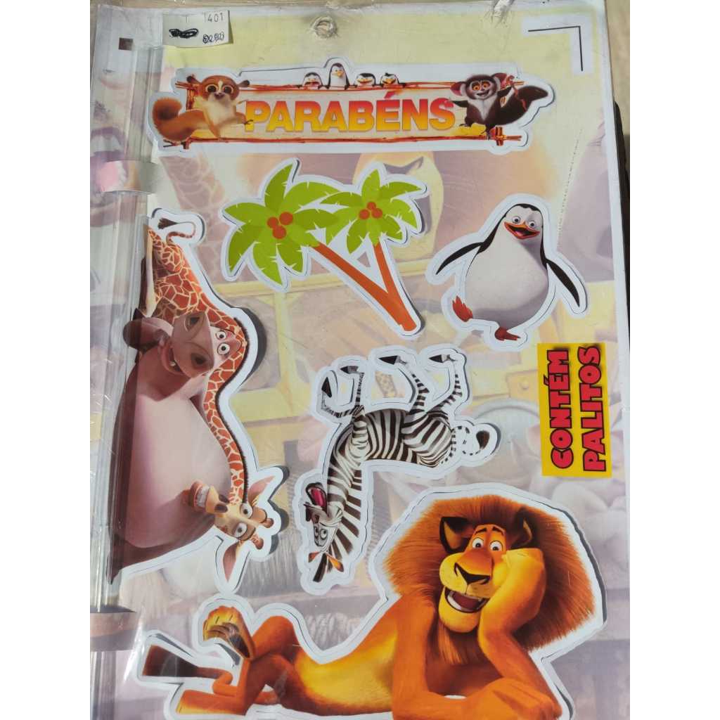 Topo de bolo Madagascar filme desenho infantil topper