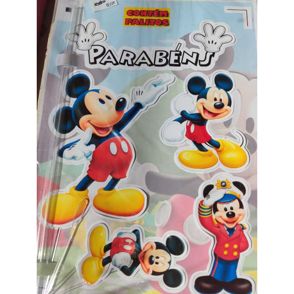 Topo de bolo mickey mouse parabéns topper aniversário infantil