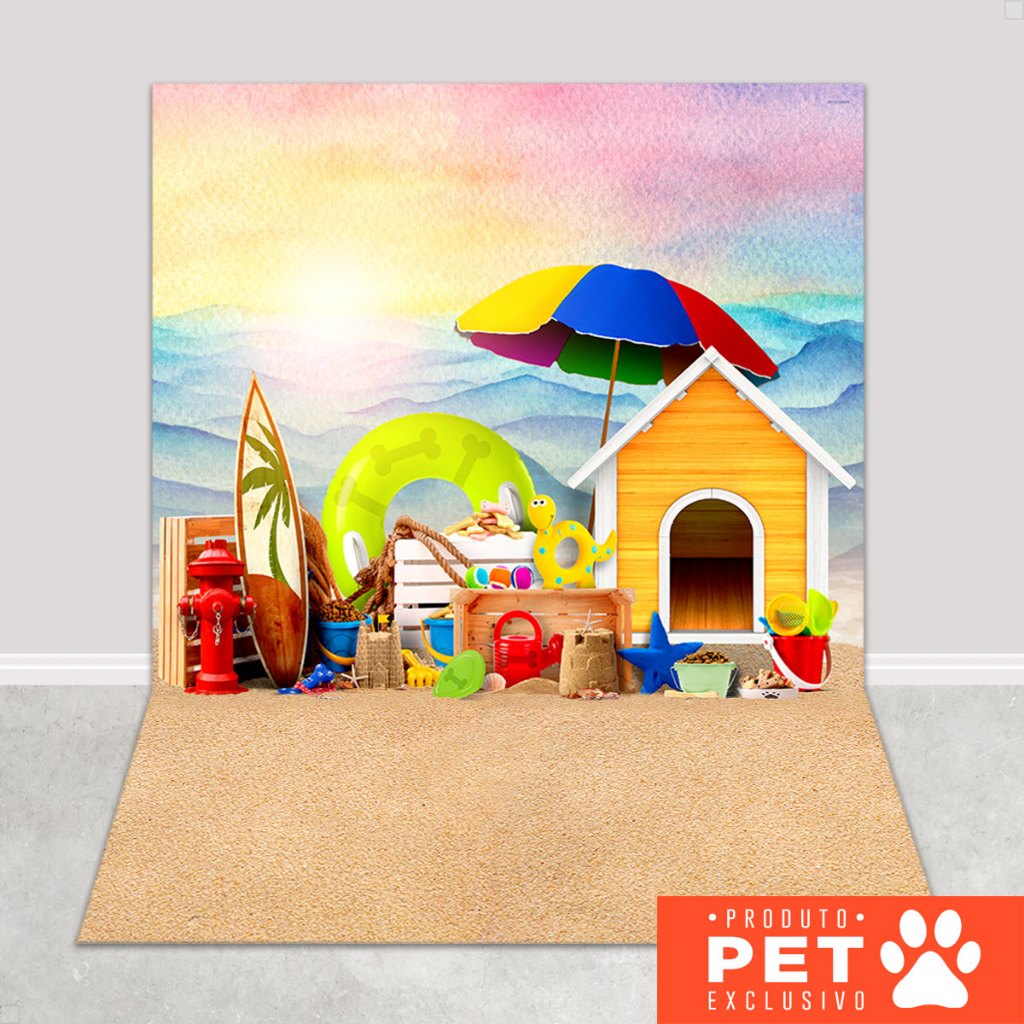 Fundo Fotográfico Verão Pet Praia Em Tecido 1,20x1,70m - PET-13 em Oferta na Shopee