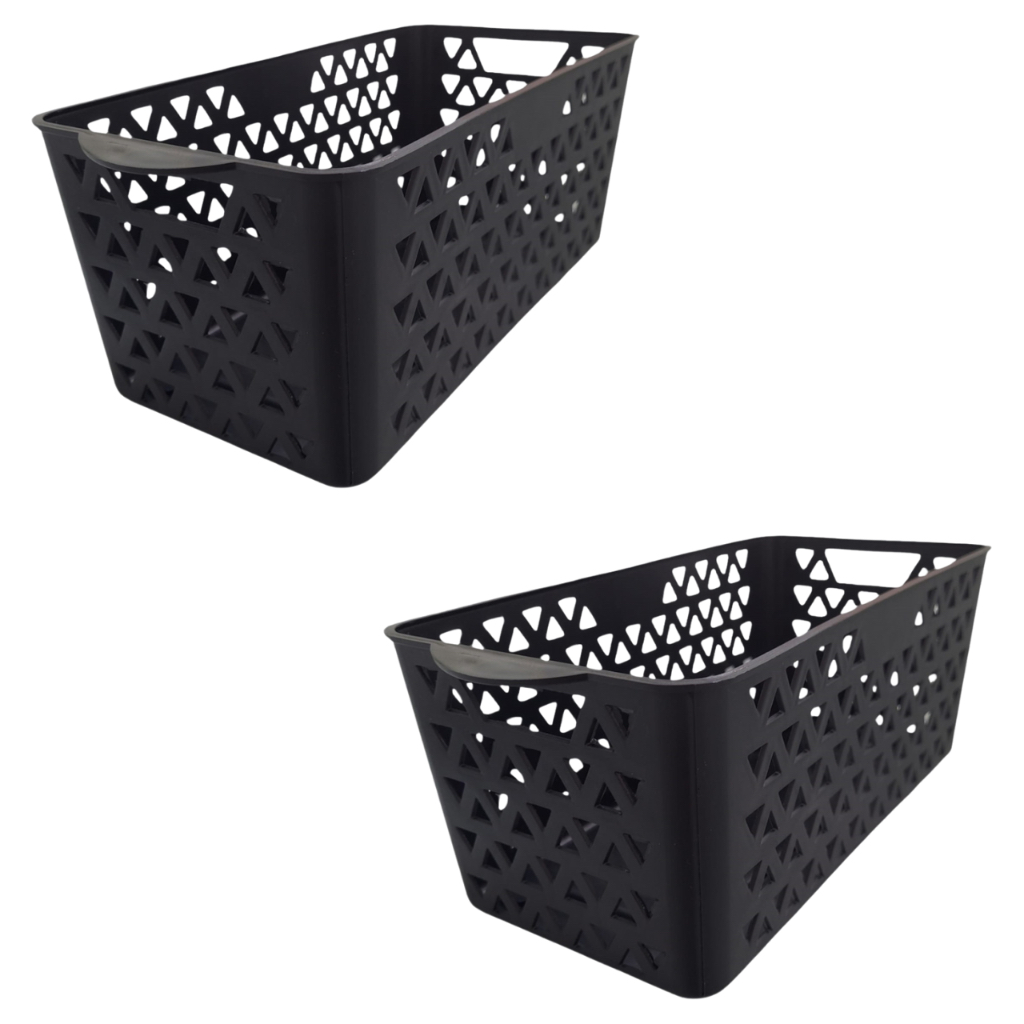 Kit 2 Cestos Organizador Armário Gaveta Cozinha Lavanderia Cor Preto em Oferta na Shopee