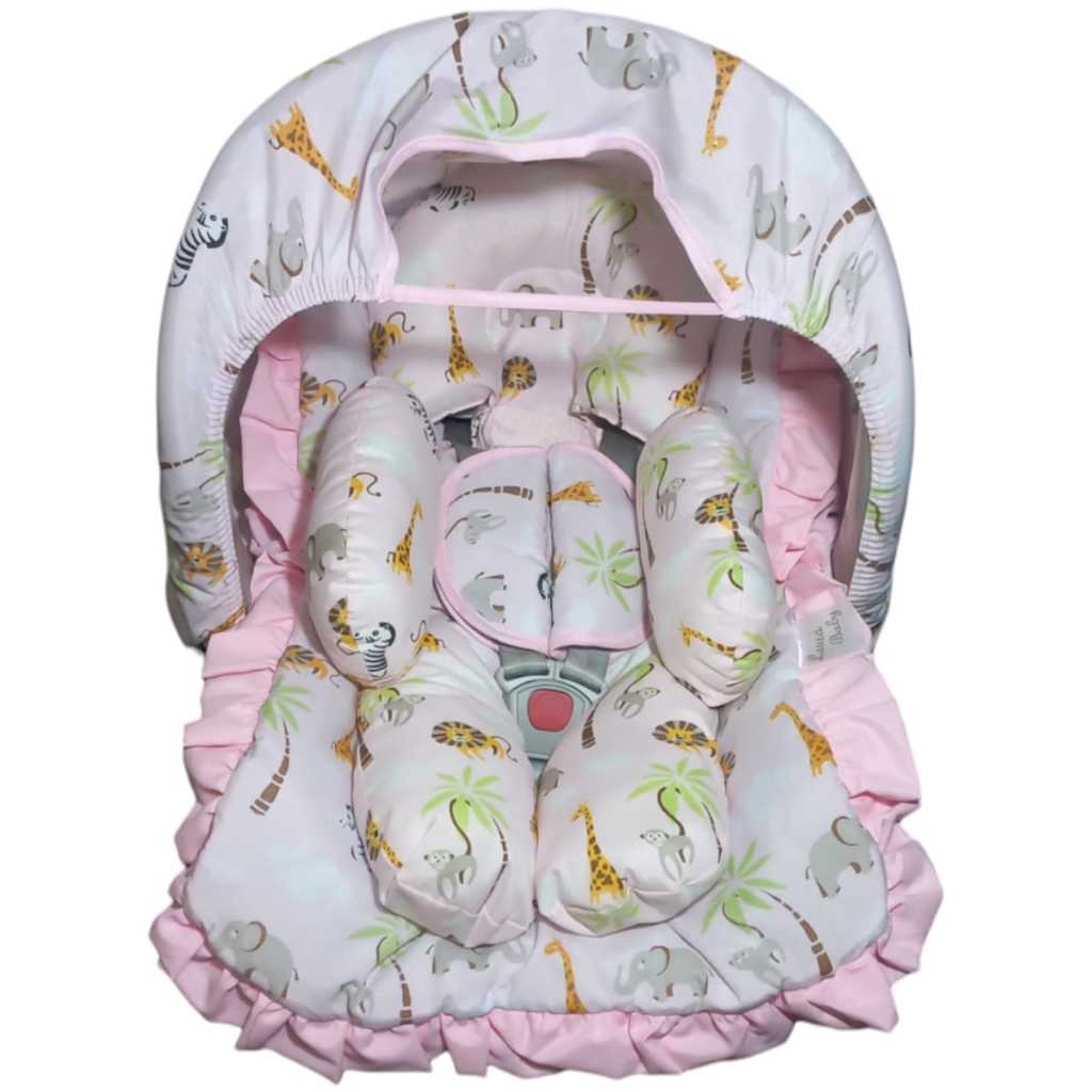 Kit 5 peças Capa bebê Conforto + Capota Protetora+ Protetores de Cinto + Apoio Redutor Estampado 100% Algodão.