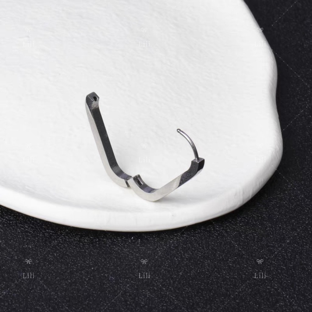 Kit 12 Pares Brincos quadrados geométricos de prata Aço inox unissex — imagem 2 de 2