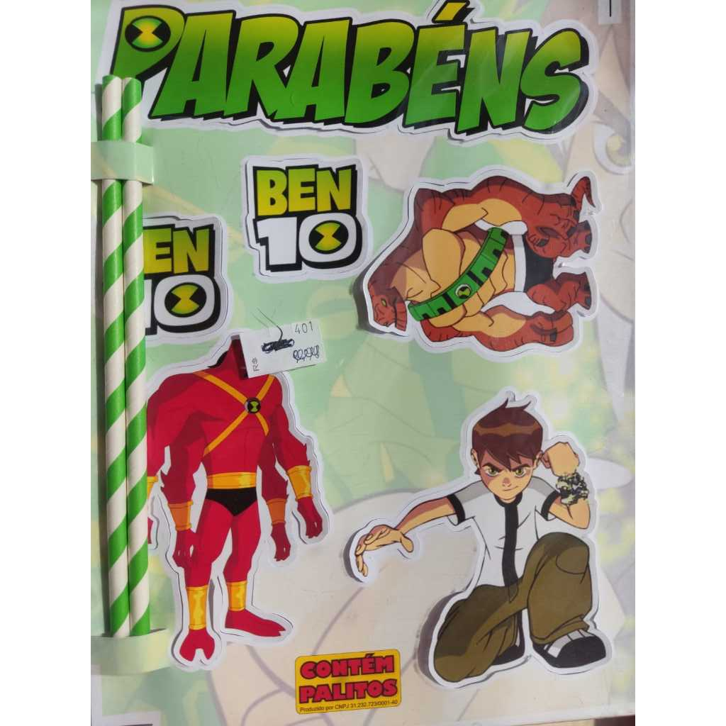 Topo de bolo ben 10 parabéns topper infantil