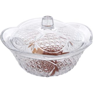 Bomboniere Transparente De Vidro 360ML Texturizada Com Tampa em Oferta na Shopee