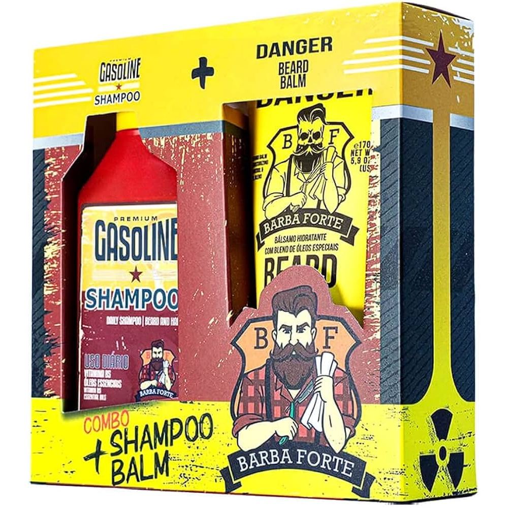 Combo barba e cabelo  Gasoline Shampoo 250ml uso diário + Beard Balm Danger 170g - Barba Forte