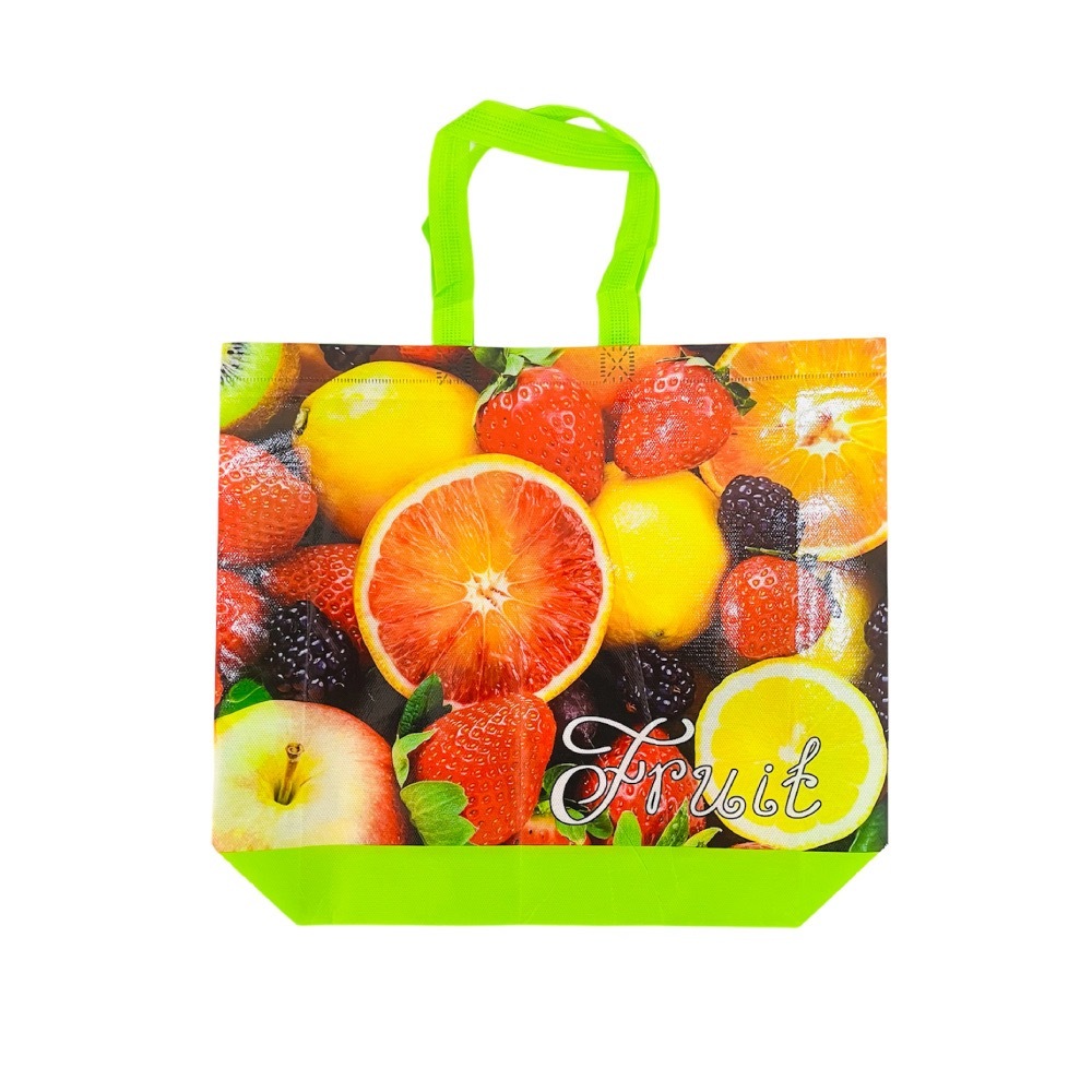 Kit 150 Sacolas Bolsa de Feira Estampada 45cm Frutas Compras Ecobag