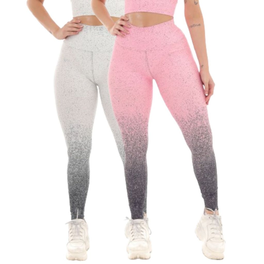 Kit 2 Legging Feminina Degradê Cintura Alta Academia Fitness