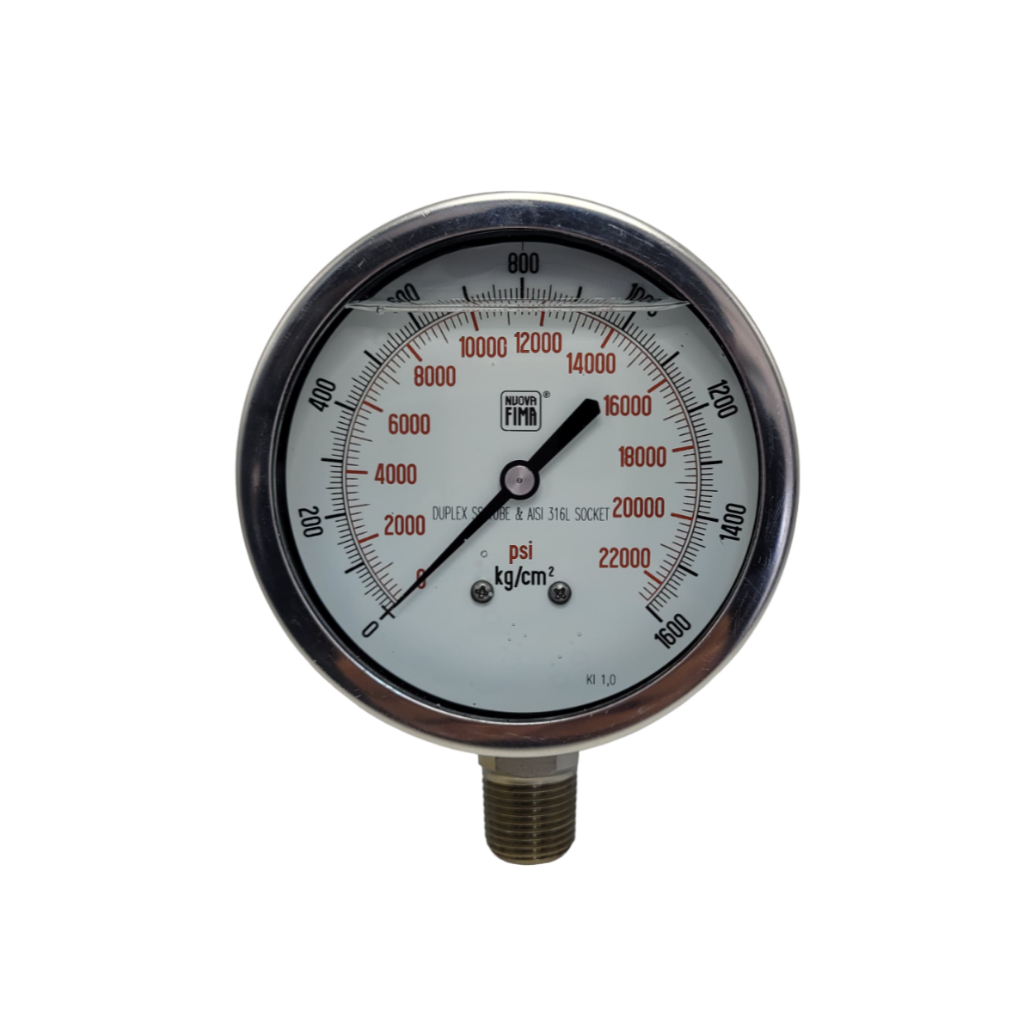 Manômetro - Total Inox D.100mm(4) 0-1600 Kgf/cm2 X 22000 Psi