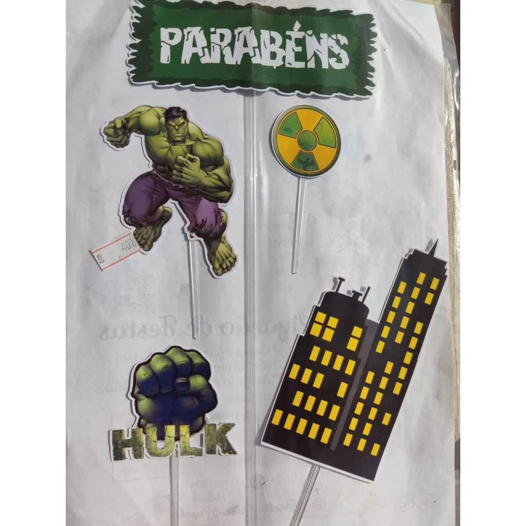 Topo de bolo hulk desenho topper aniversário infantil