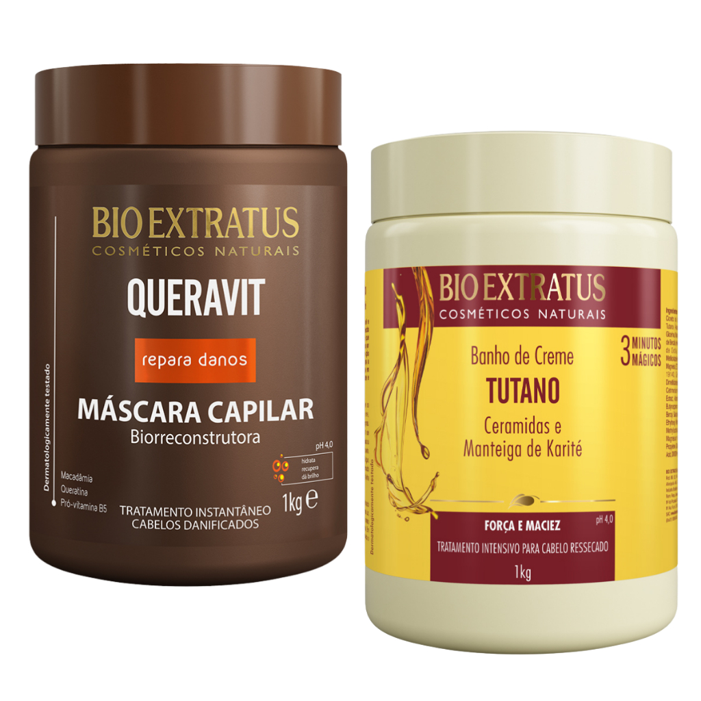 Kit Máscara Tutano 1kg + Máscara Queravit 1kg Bio Extratus