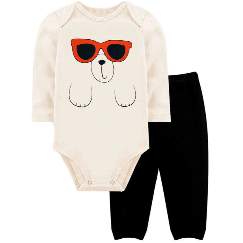Conjunto Bebê Body Manga Longa E Calça Mijão Ribana Cachorro - Tuck Kids