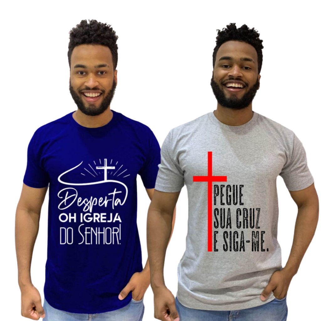 4 Camisetas Masculina Estampa Gospel - Diversas Frases - Bonitas - Manga - Veste Bem