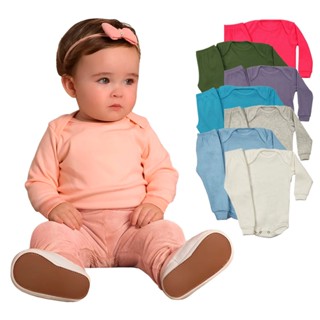 Kit 6 Peças Bebê Pagão Body e Calça Canelado 100% Algodão 3 Body e 3 Calças Roupa Bebe