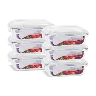 Kit 6 Potes de Vidro 640 ml Hermético Marmita Fit com Tampa 4 Travas em Oferta na Shopee