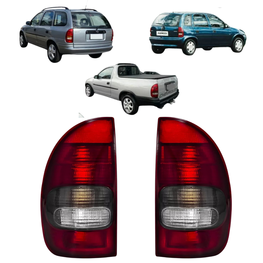 Par Lanterna Traseira Corsa Hatch 4Portas Pick-up Wagon 4 Pts 96 97 98 99 Fume