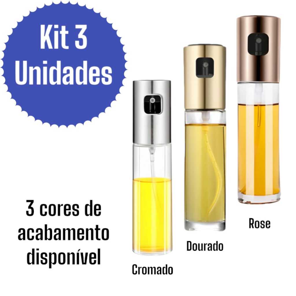 Kit 3 Spray Pulverizador Borrifador Azeite Vinagre Tempero em Vidro 100ml