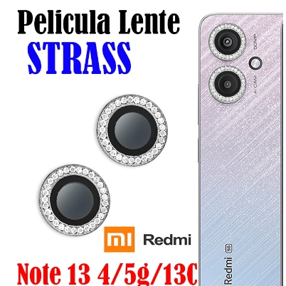KIT 2 Pcs Lente De Câmera Diamante Brilho P/Redmi NOTE 13/NOTE13PRO/NOTE13PROPLUS/NOTE124G/X5PRO/X6 PRO