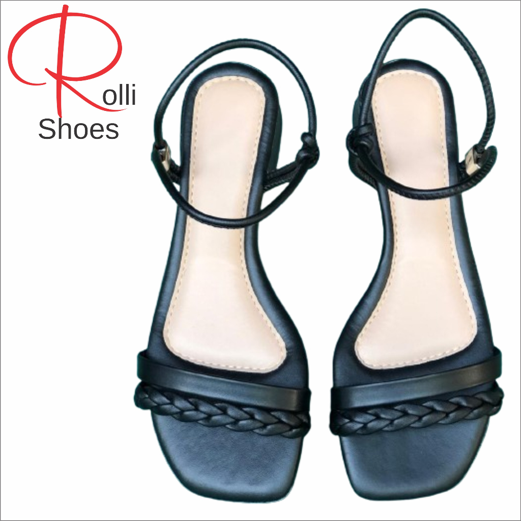 Promoção Top: Sandálias Confortáveis! Sandália Preta, Salto, Saltinho, Salto baixo, preta 1 trança