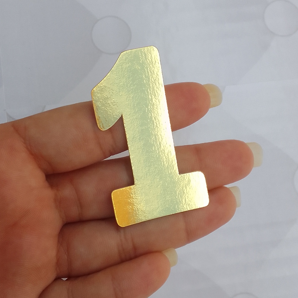 Kit com 15 unidades -Aplique de Números - de 0 á 9 Lamicote Dourado Lembrancinhas para Festa