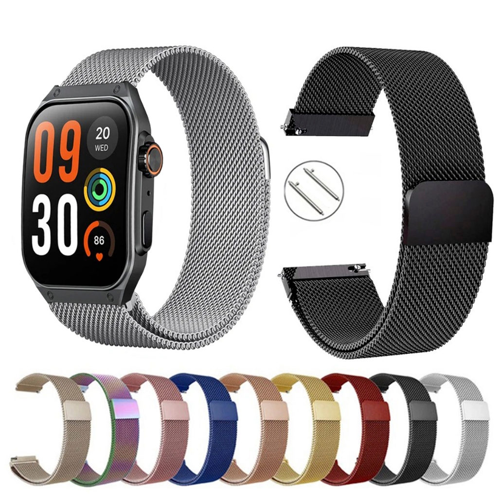 Pulseira de 22mm milanesa aço inox para Haylou Watch S8 de Engate Rapido