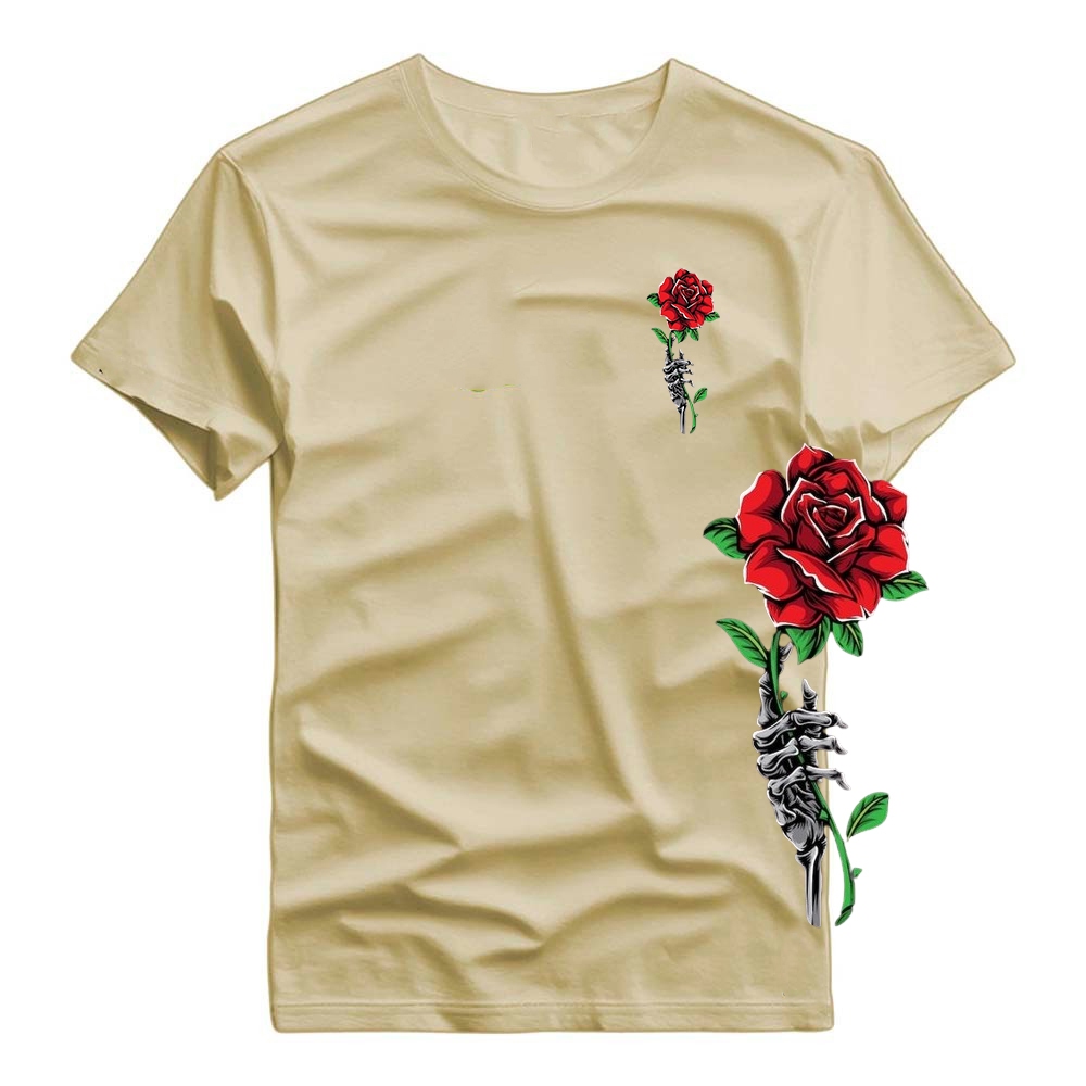 Camisa Camiseta Streetwear Basica Estampa Flor Rosa Caveira Minimalista 100% Algodão
