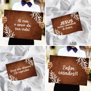 Placa De Casamento Madeira Escura - Plaquinha Decorativa Entrada Noiva Noivo Pajem Daminha Cortejo em Oferta na Shopee