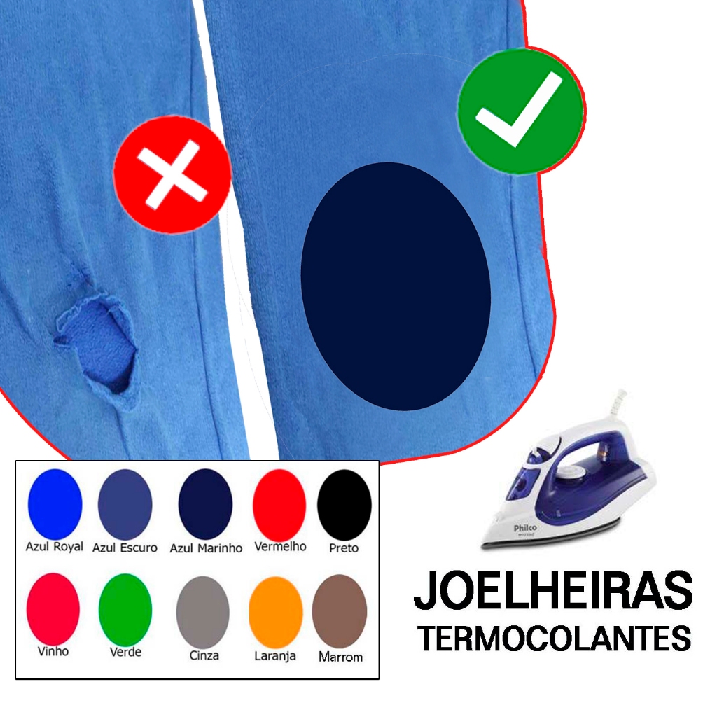 3 Pares Joelheiras Termocolante - SEM COSTURA Reforço Reparo Calça Escola Infantil - APLIK em Oferta na Shopee