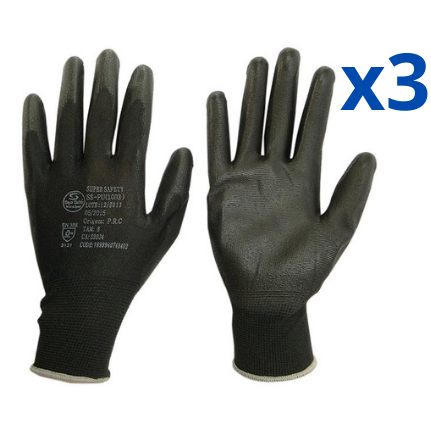 Kit 3 Luva Multitato SS1003 Tátil PU Banho Poliuretano Obras Construcao Antiestatica CA 32034 em Oferta na Shopee