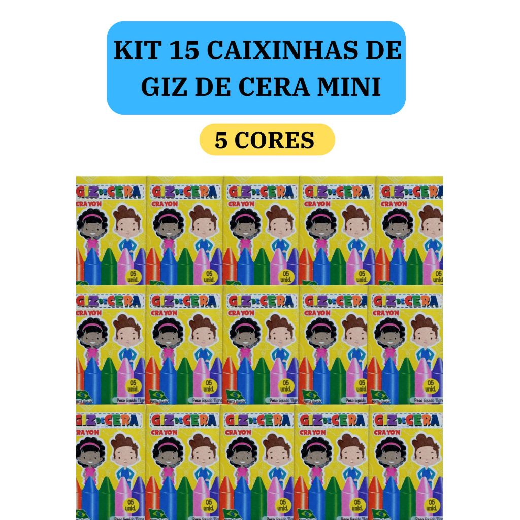 15 cx Mini Giz de Cera 5 Cores P/ Kit Festa Lembrancinha Artesanato Infantil em Oferta na Shopee