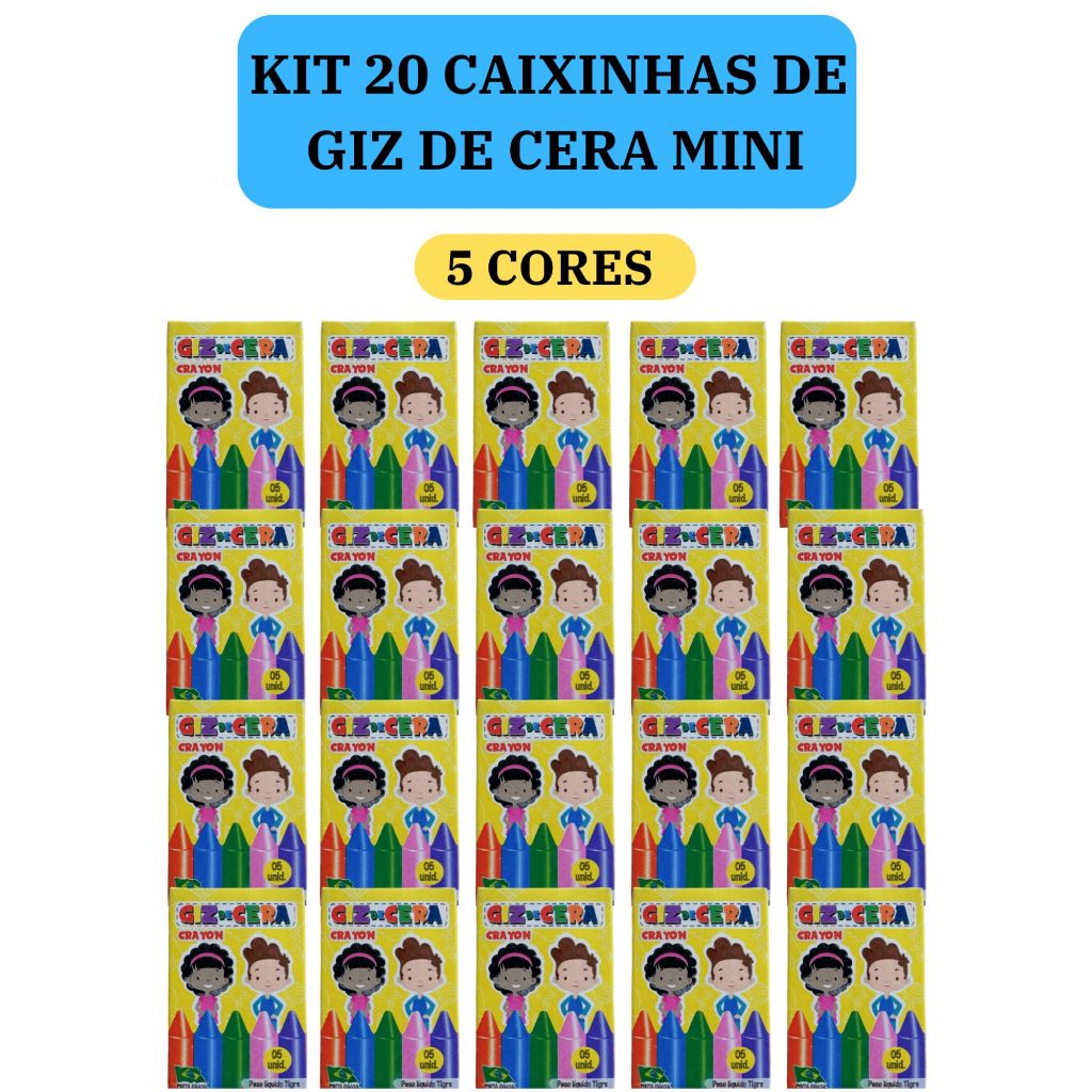 20 cx Mini Giz de Cera 5 Cores P/ Kit Festa Lembrancinha Artesanato Infantil em Oferta na Shopee