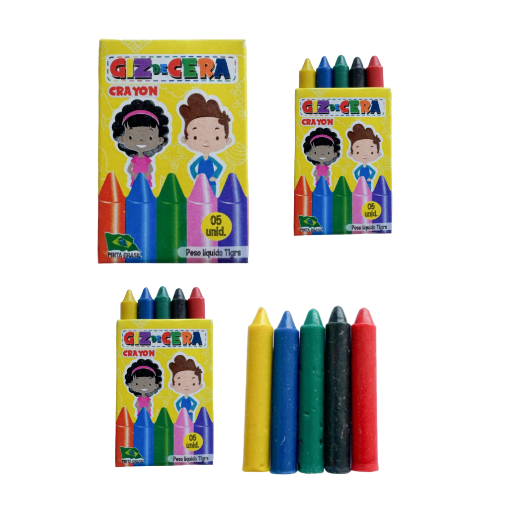 30 cx Mini Giz de Cera 5 Cores P/ Kit Festa Lembrancinha Artesanato Infantil