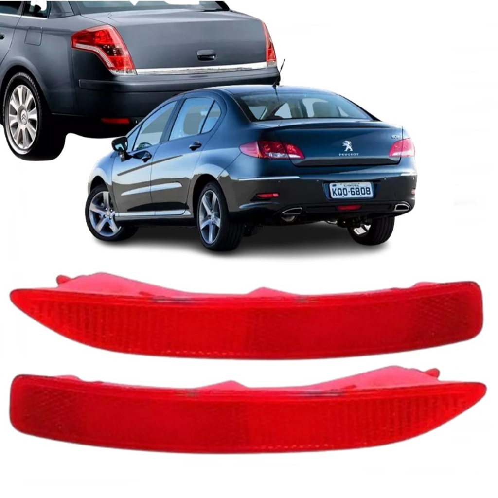 Refletor Parachoque Traseiro Olho de Gato Citroen C4 Pallas 2008 / 2012 Peugeot 408 12/... Par