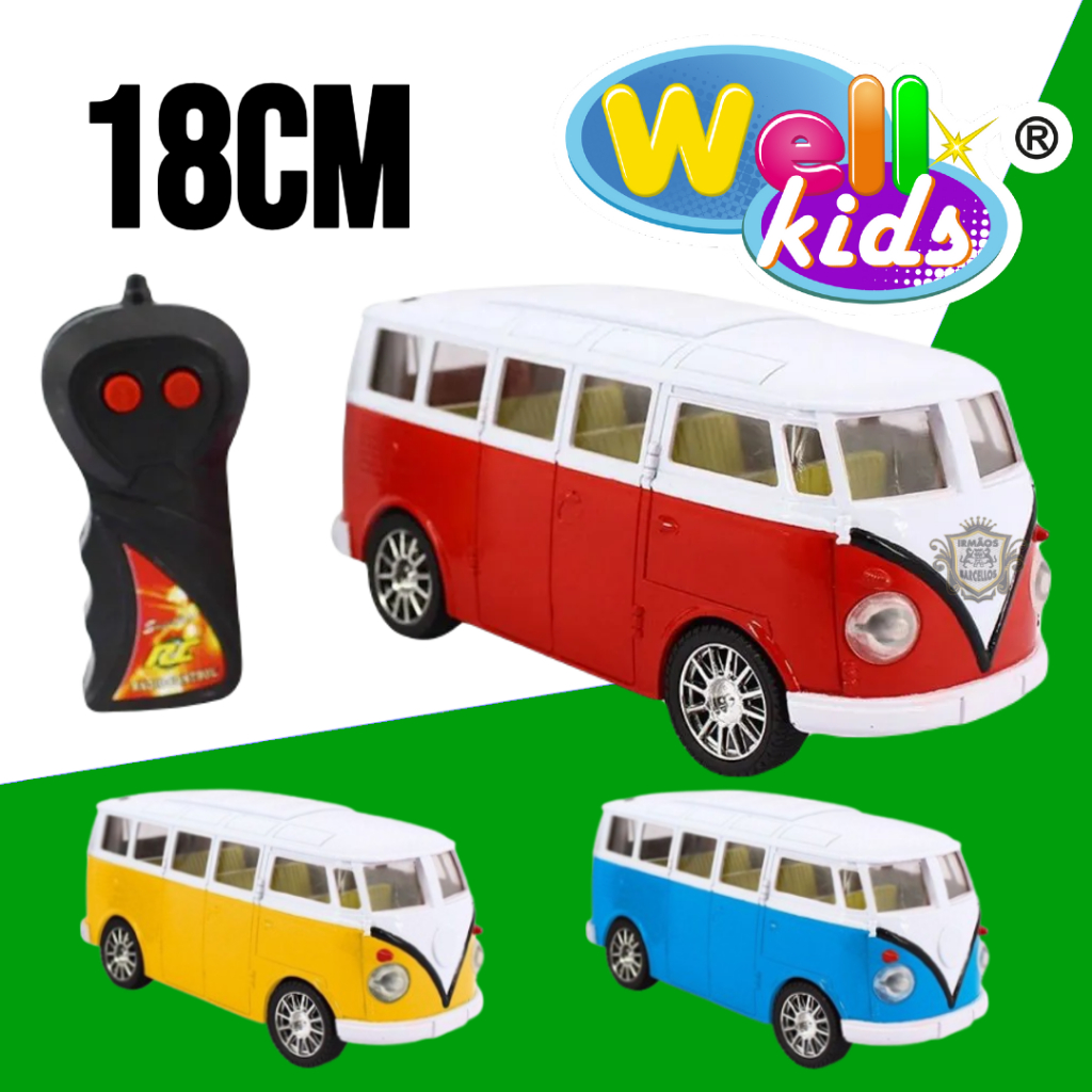 Carrinho De Controle Remoto Mini Kombi 2 Funções Color 18CM - Brinquedos Infantil Carrinhos