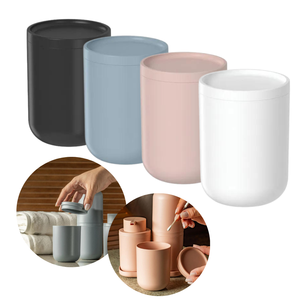 Porta Cotonete Algodão em Acrílico Com Tampa Maquiagens Elásticos Multiuso Universal Linha Bold Ou em Oferta na Shopee