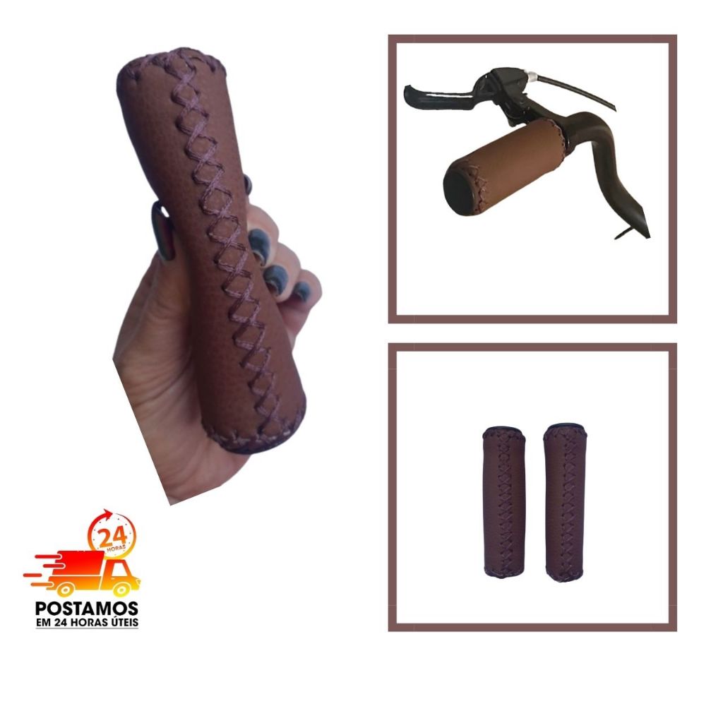 Par Manopla Para Bicicleta Courino Vintage Retro Marrom Bike Costurada Luvinha Punho Bicicleta