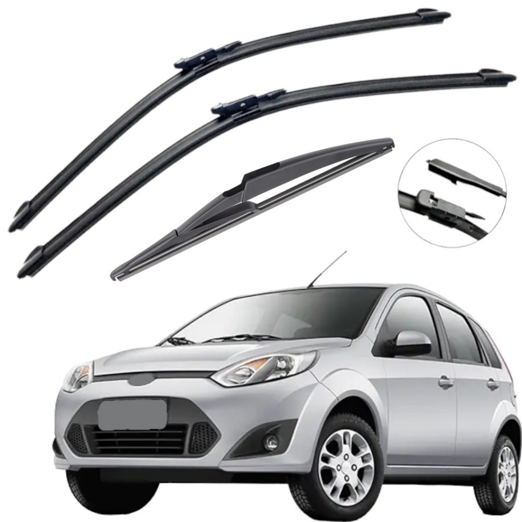 Kit Palhetas Limpador Parabrisa Chuva Silicone Para Ford Fiesta  2011 À 2014 em Oferta na Shopee