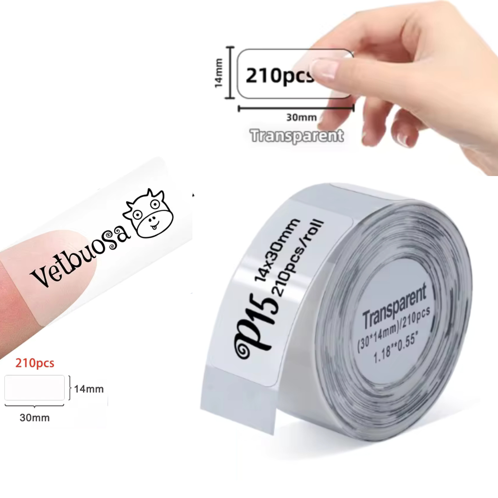 Rolo Bobina Papel Etiqueta Transparente Niimbot D110 D101 D11 14x30mm