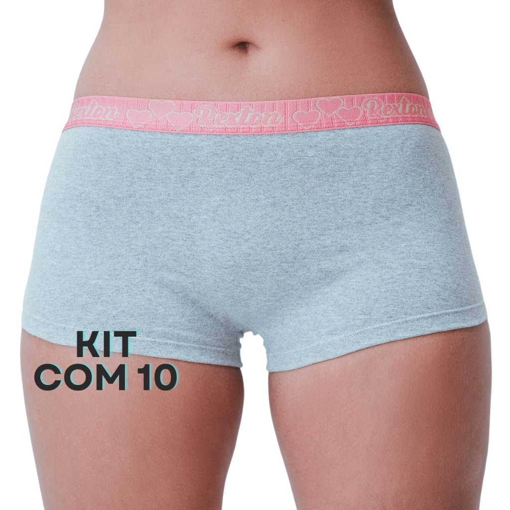 Kit Calcinha Boxer Cueca Feminina Cotton Calcinhas de algodão em Oferta na Shopee