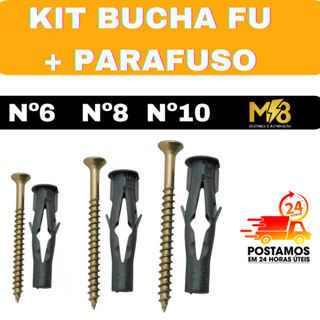 Bucha Fu Baiana com Parafuso 6 - 8 - 10  Bucha para Tijolo Oco Furado( 25 á150 unidades) em Oferta na Shopee