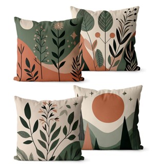 Kit 4 Capas de Almofadas Para Sofá 45x45 - Folhas Montanhas em Oferta na Shopee