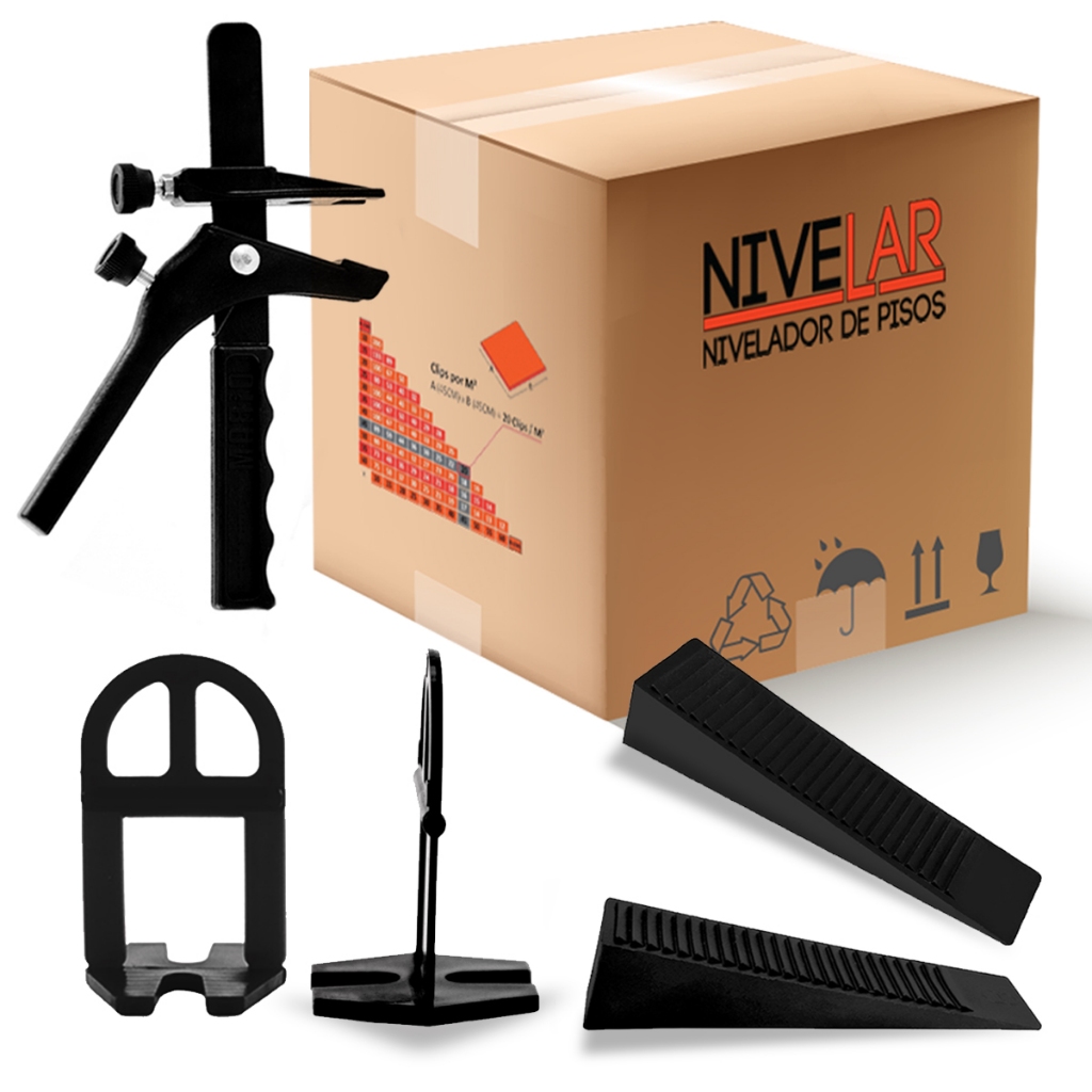 Kit Nivelador De Porcelanatos SLIM 100 Clips +50 Cunhas +1 Alicate