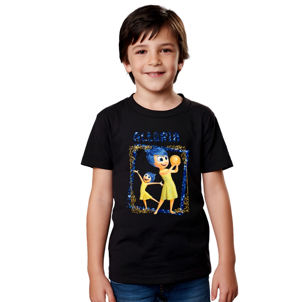 Camiseta Camisa Blusa Infantil Juvenil Para Menino Menina Unissex 100% Algodão Divertidamente Personagens - Alegria