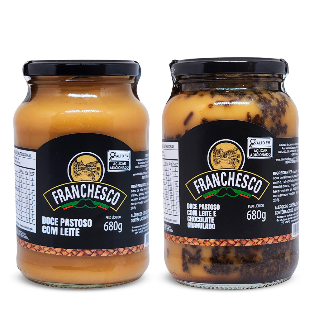 Kit Doces de Leite e Doce de Leite com Chocolate Granulado Pastoso Franchesco 680g