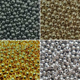 Miçanga dourada e prata 4mm p/ bijuterias, colar, pulseira, brincos e terços