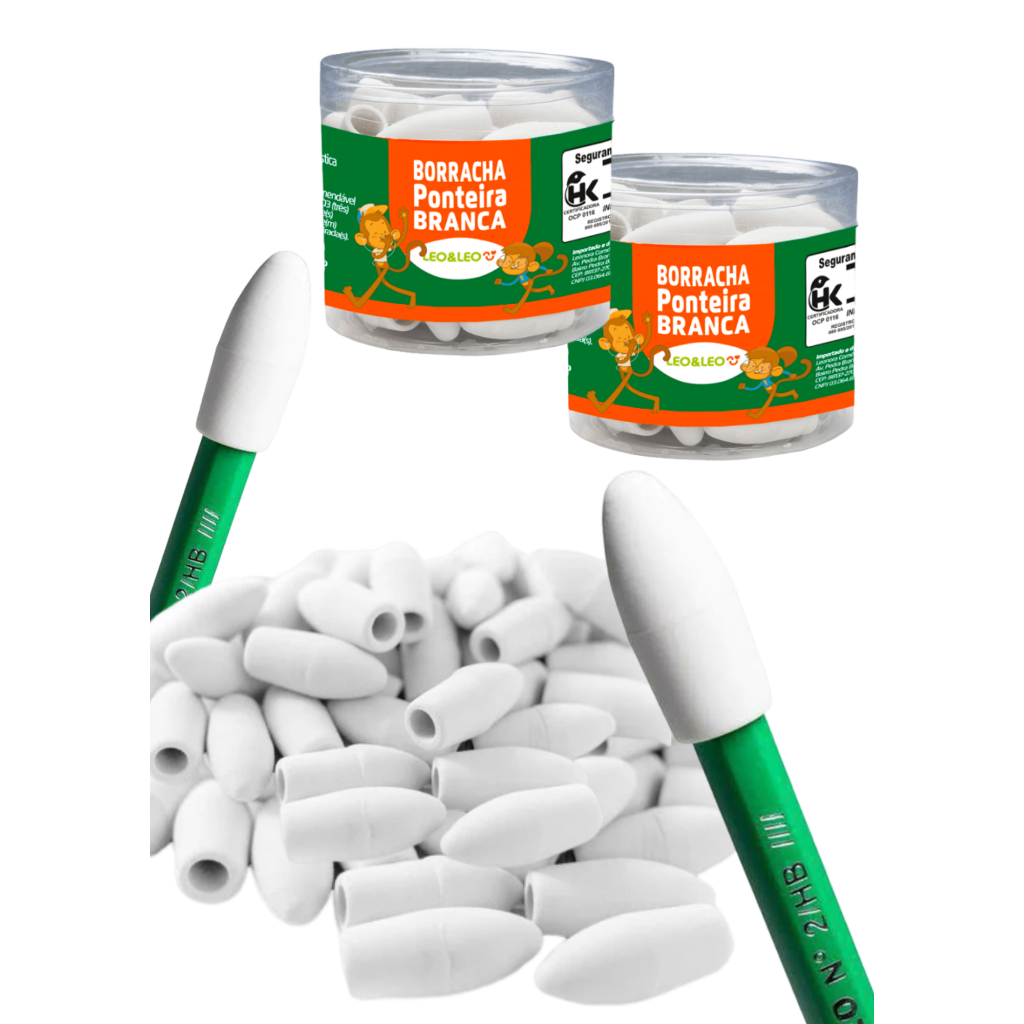 Borracha Escolar Leo Leo - Ponteira Branca 48 Unidade em Oferta na Shopee