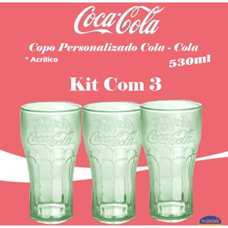 KIT 3 Copos Personalizado Coca - Cola - 580ml - Prasútil / Acrilico /  Verde Translúcido em Oferta na Shopee