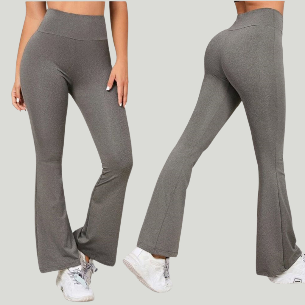 Kit 2 Calça Legging Flare Feminina Bailarina Suplex Boca de Sino Cintura Alta zero transparencia