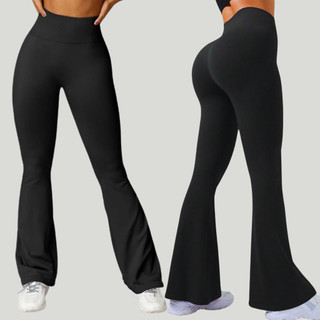Kit 2 Calça Legging Flare Bailarina Zero Transparência Feminina Cintura Alta
