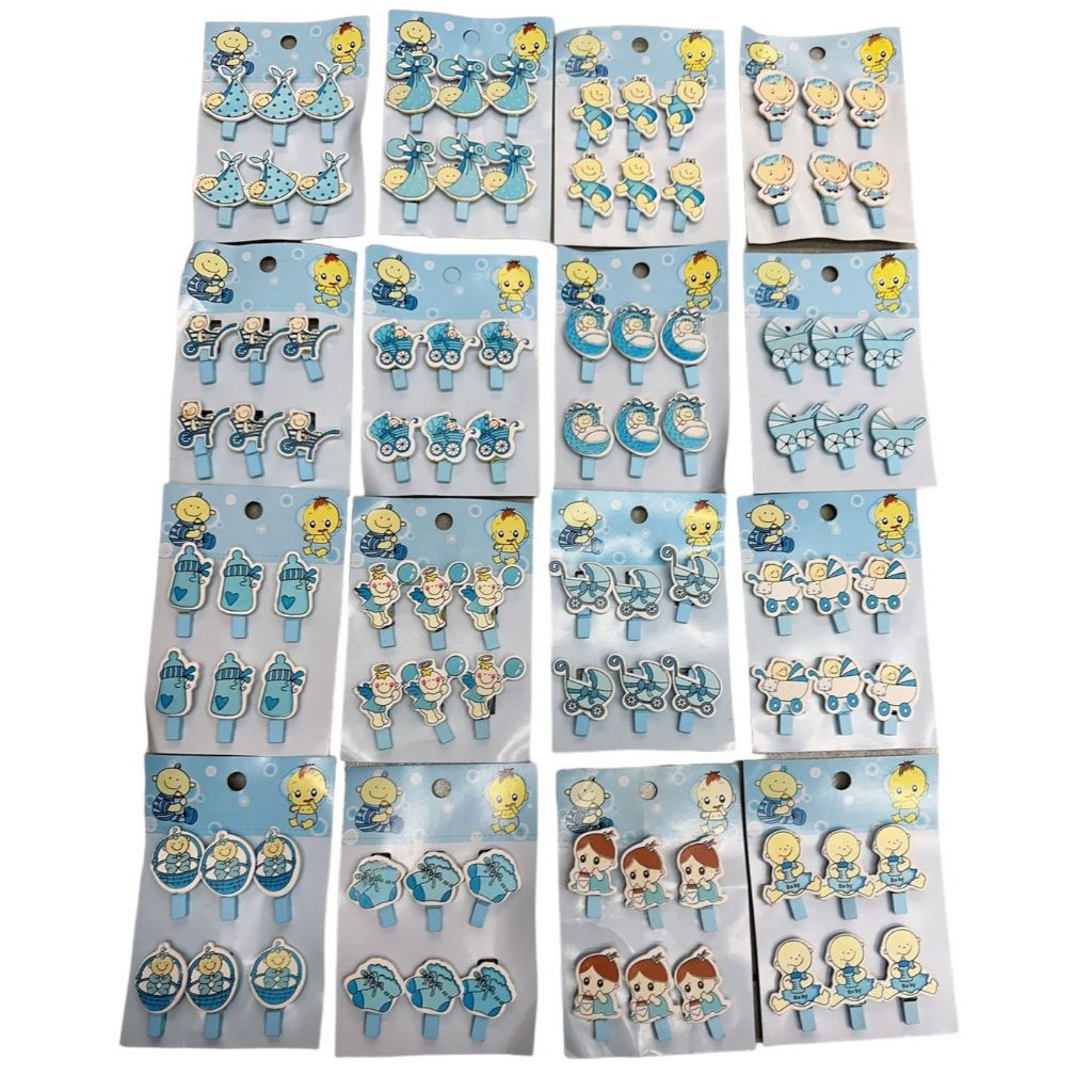 Kit c/ 6 Mini Pregadores Madeira Enfeite chá de Bebe